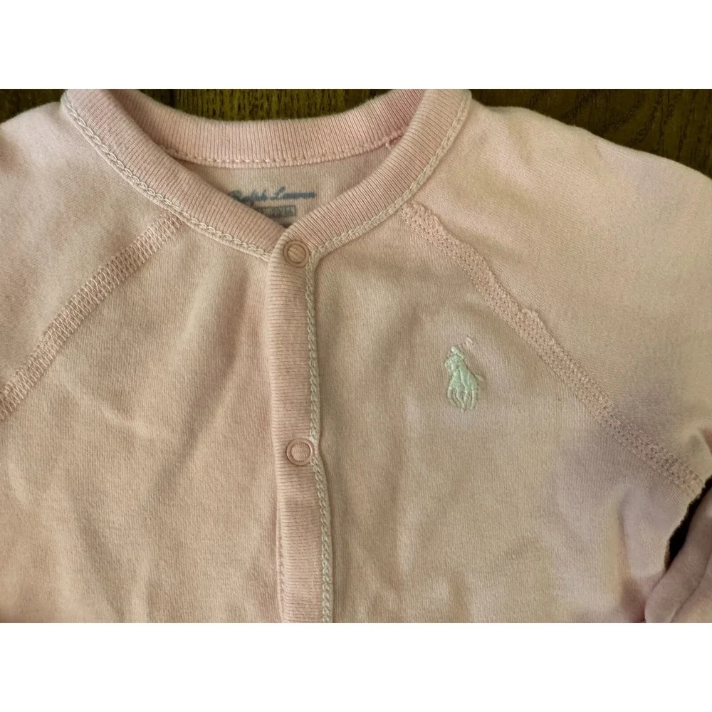 Ralph Lauren Polo Baby Girl Sleeper 6 Months Coverall‎ Layette Footed Pony Logo